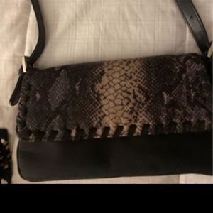 Vintage snake skin shoulder purse leather